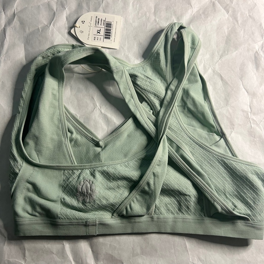 Cake Maternity Sage Green Lotus‎ Pumping Yoga Bra Cross Back XL Bundle Lot 2
